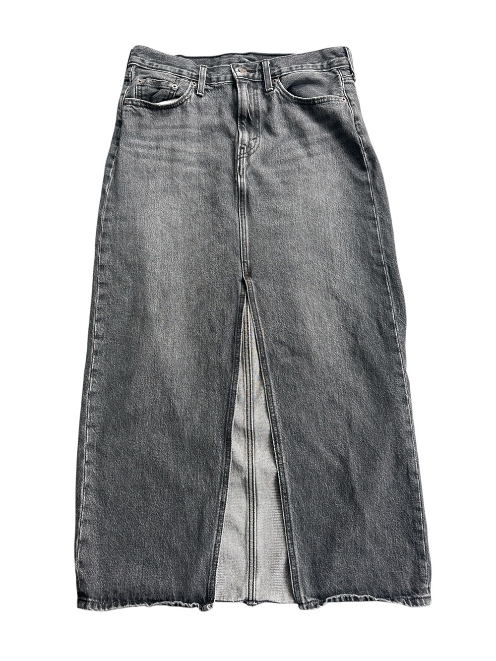 Levi’s Premium Washed Black Grey Denim Maxi Skirt Size 29 - Picture 2 of 10